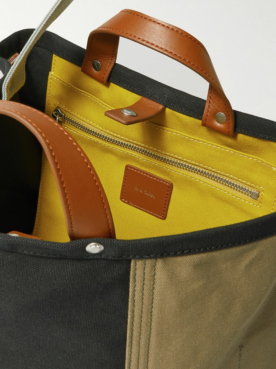 Paul Smith Logo Appliquéd Leather Trimmed Cotton Canvas Tote Paul Smith