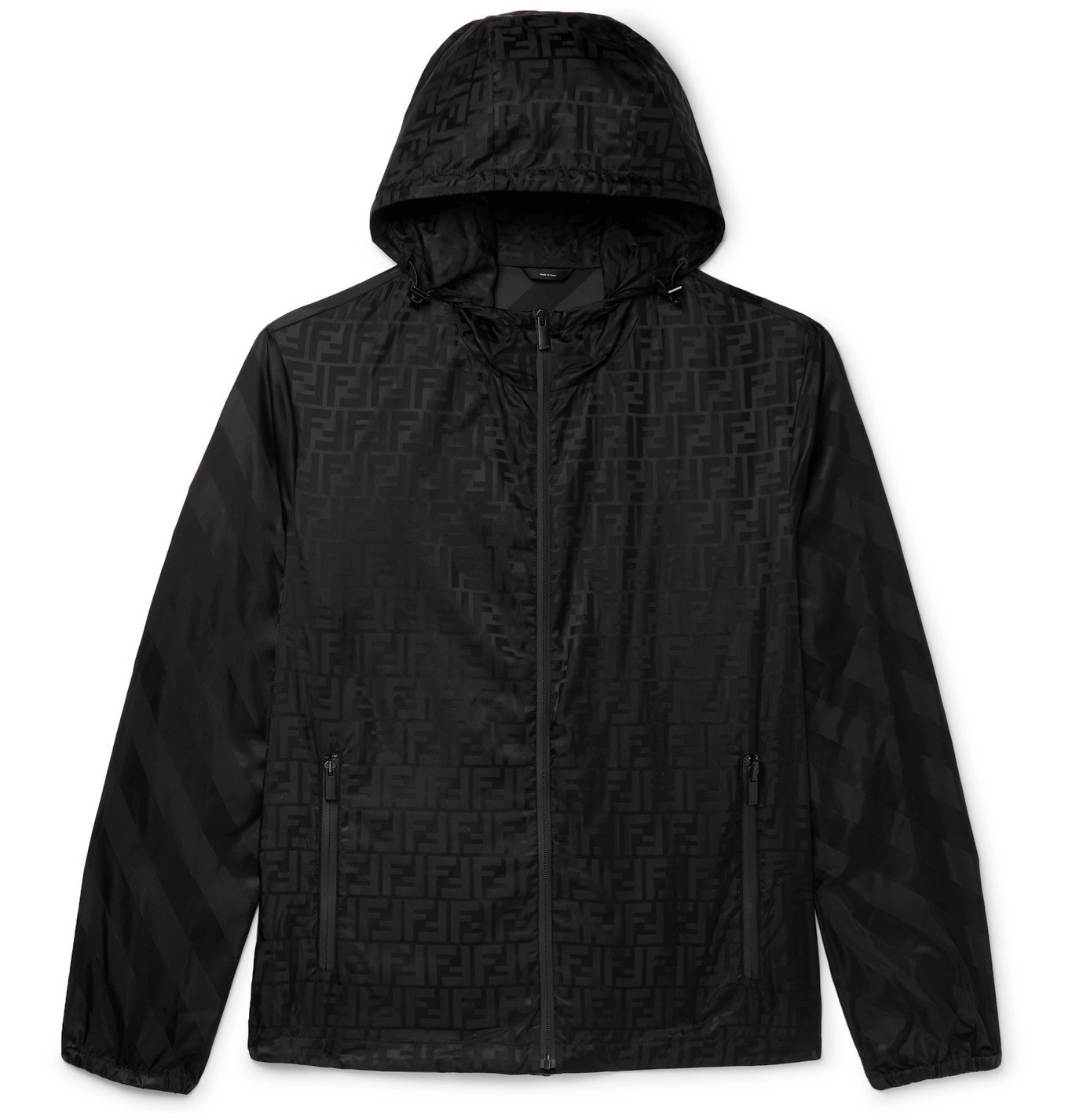 Fendi - Packable Logo-Print Shell Zip-Up Hooded Jacket - Black Fendi