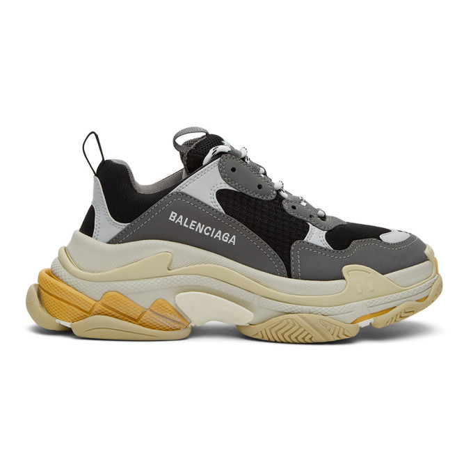 Balenciaga Grey and Black Triple S Sneakers Balenciaga