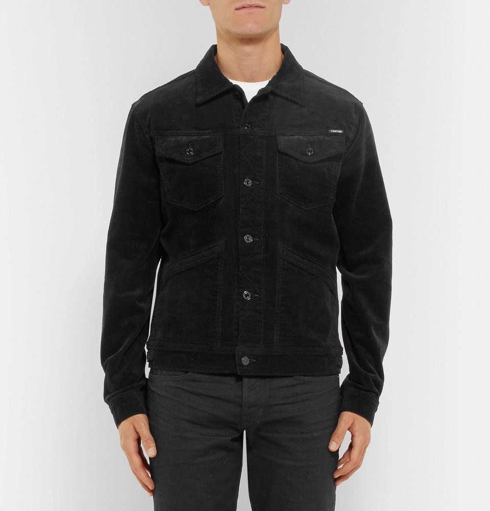 TOM FORD - Washed Stretch-Cotton Corduroy Jacket - Men - Black TOM FORD