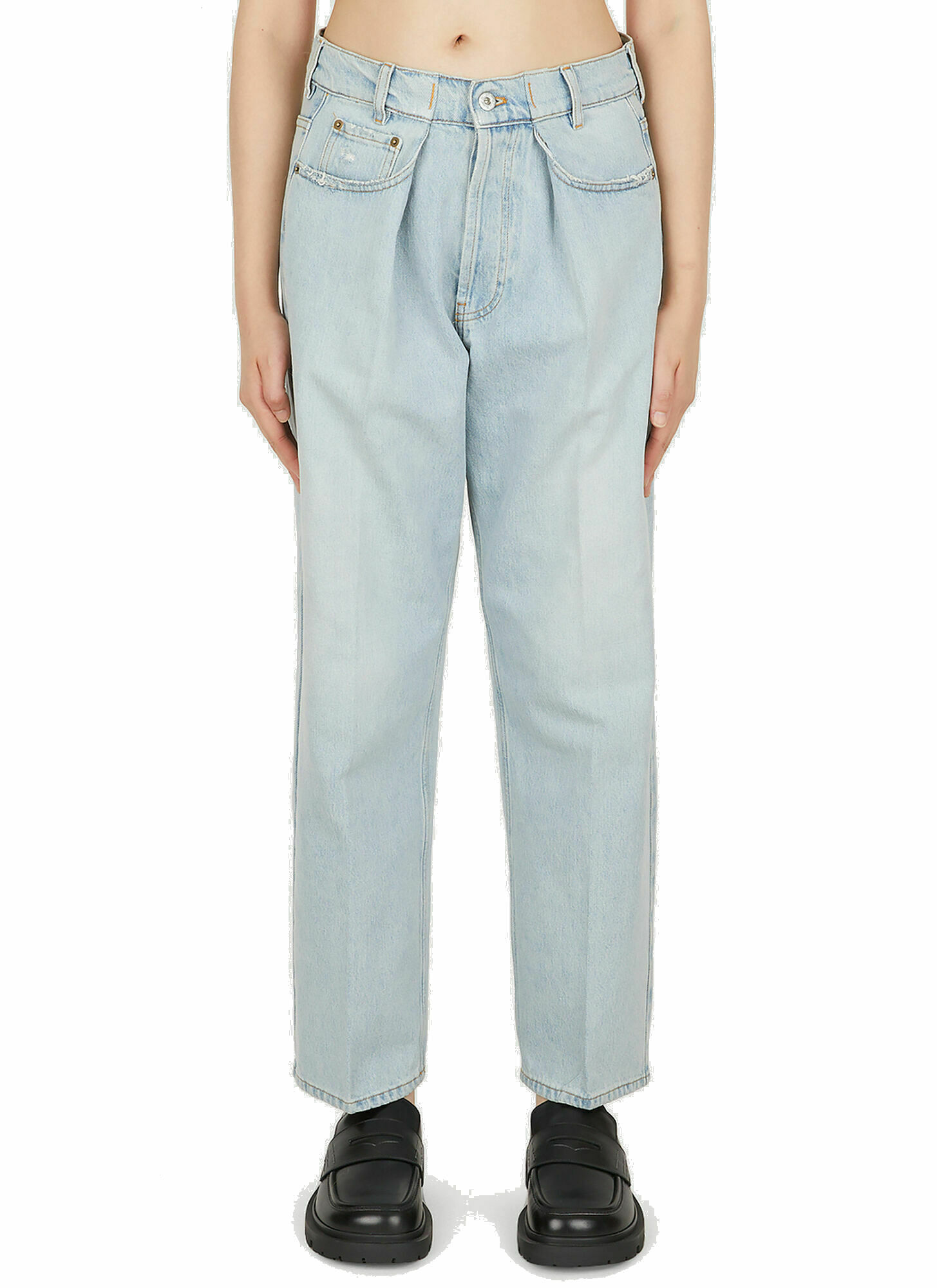 Pleated Jeans in Blue Miu Miu