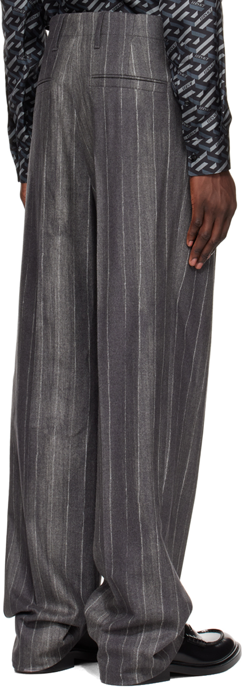 Versace Gray Pinstripe Trousers Versace