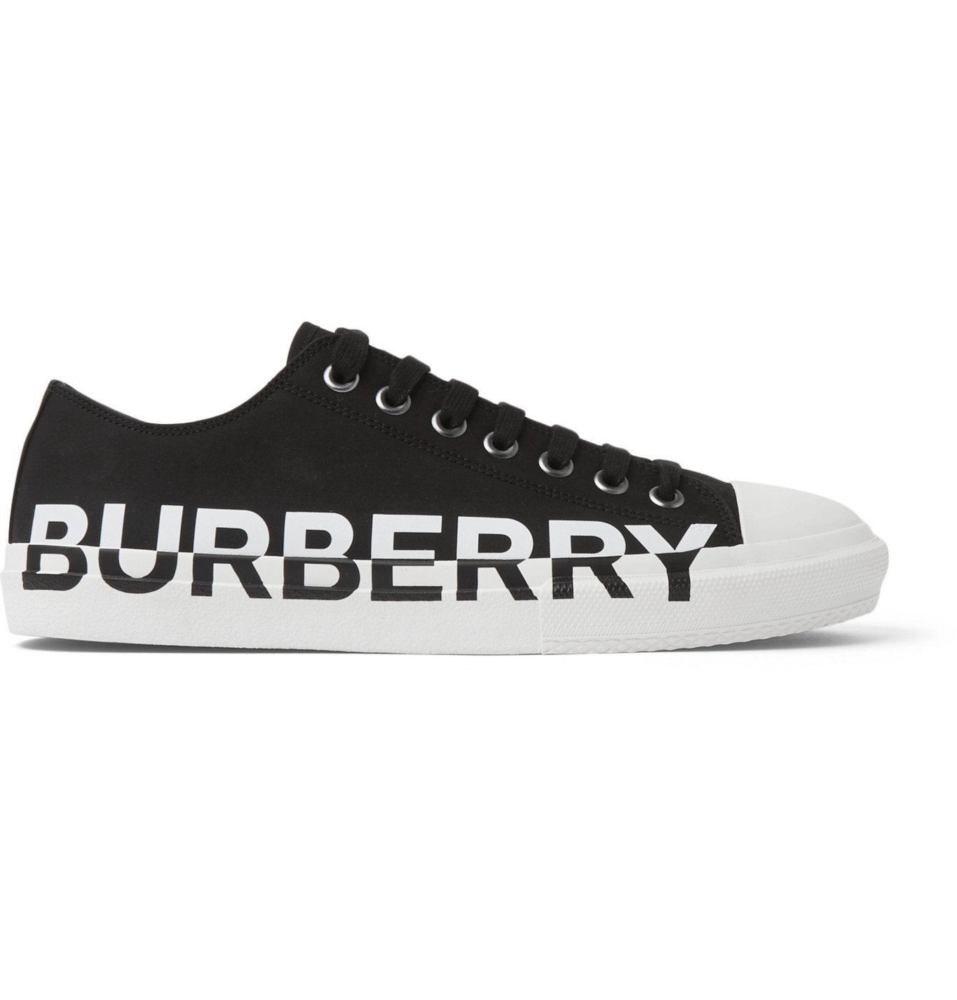 Burberry - Logo-Print Two-Tone Rubber-Trimmed Cotton-Gabardine Sneakers -  Black Burberry