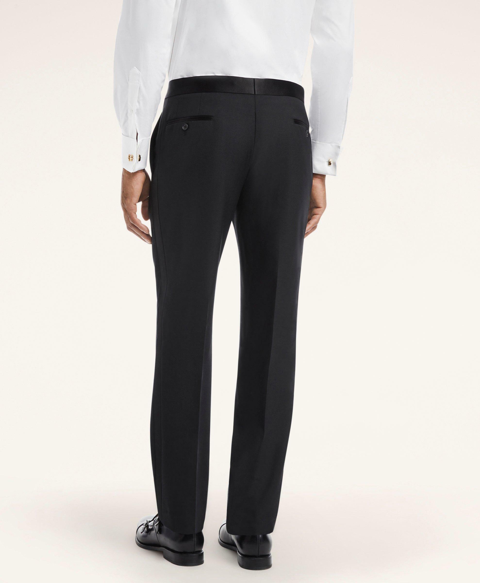 Brooks Brothers Men's Milano Fit Lambswool Tuxedo Pants | Black