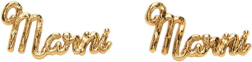 Marni Gold Cursive Logo Earrings Marni