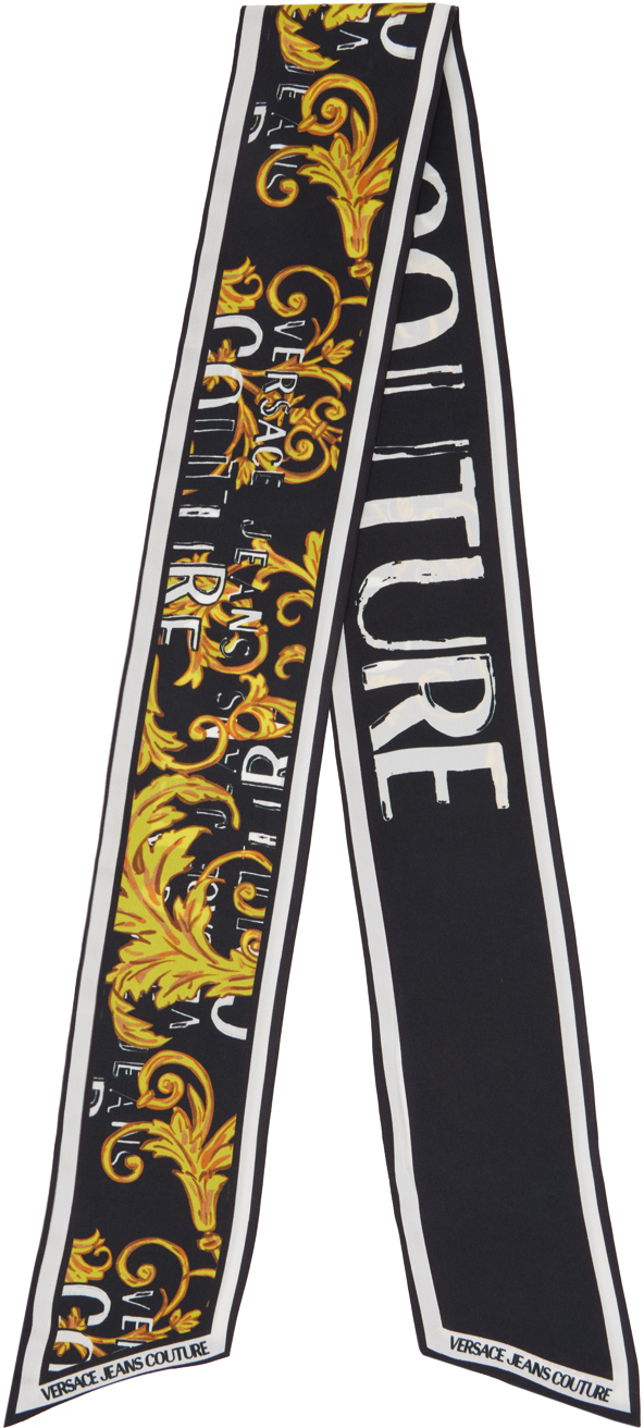 Versace Jeans Couture Black & Gold Logo Couture Neck Scarf Versace