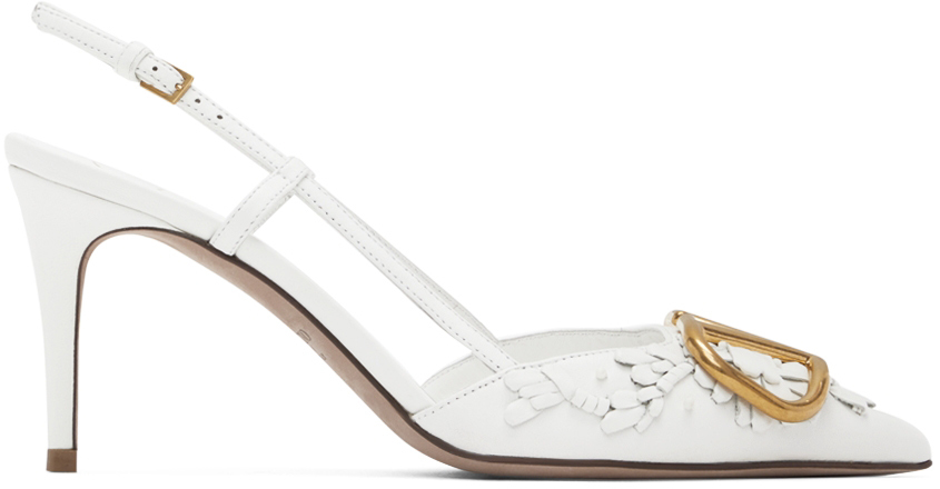 Valentino Garavani White VLogo Signature Slingback Heels Valentino Garavani