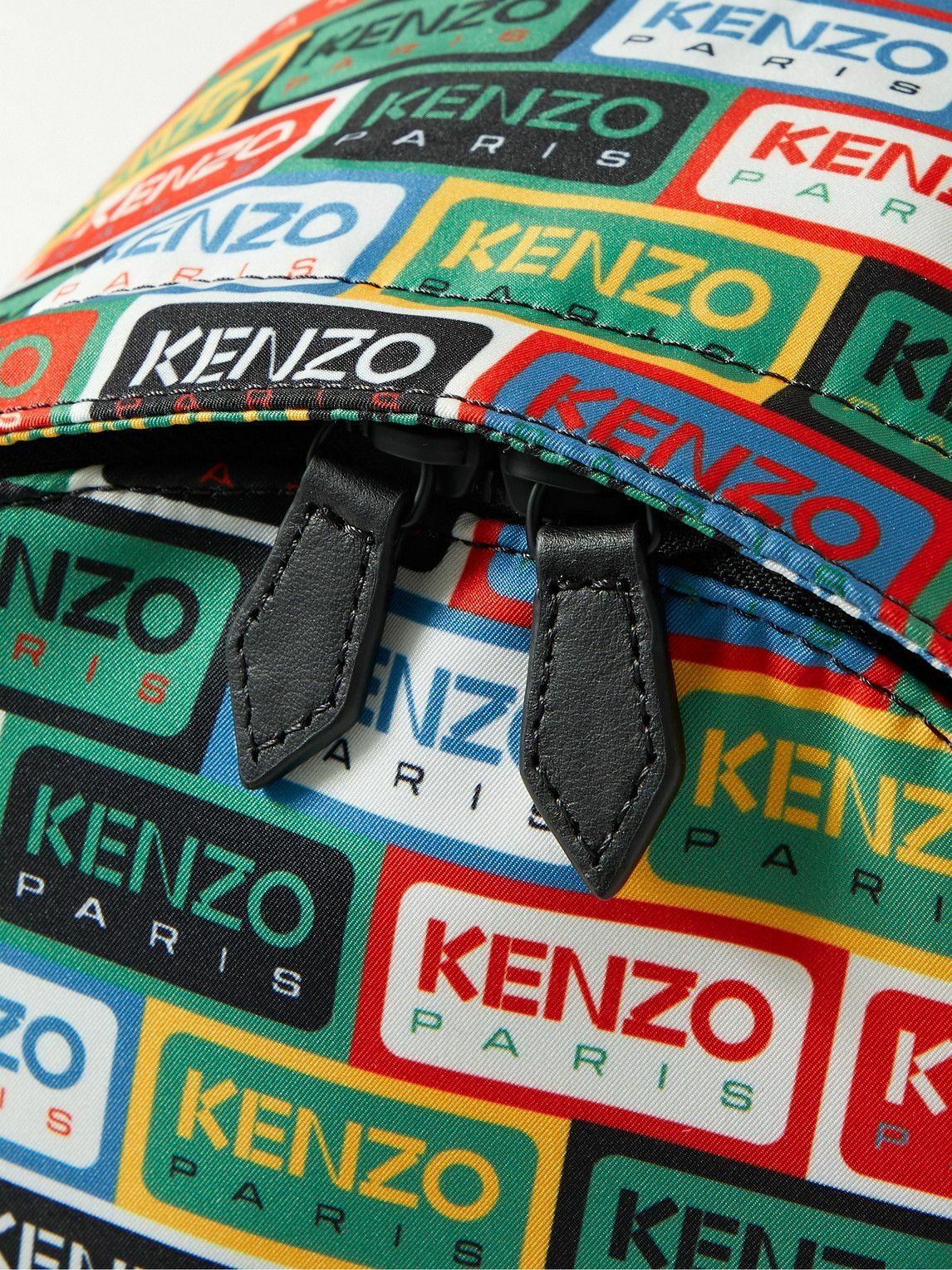 KENZO - Leather-Trimmed Logo-Print Tech-Twill Backpack Kenzo