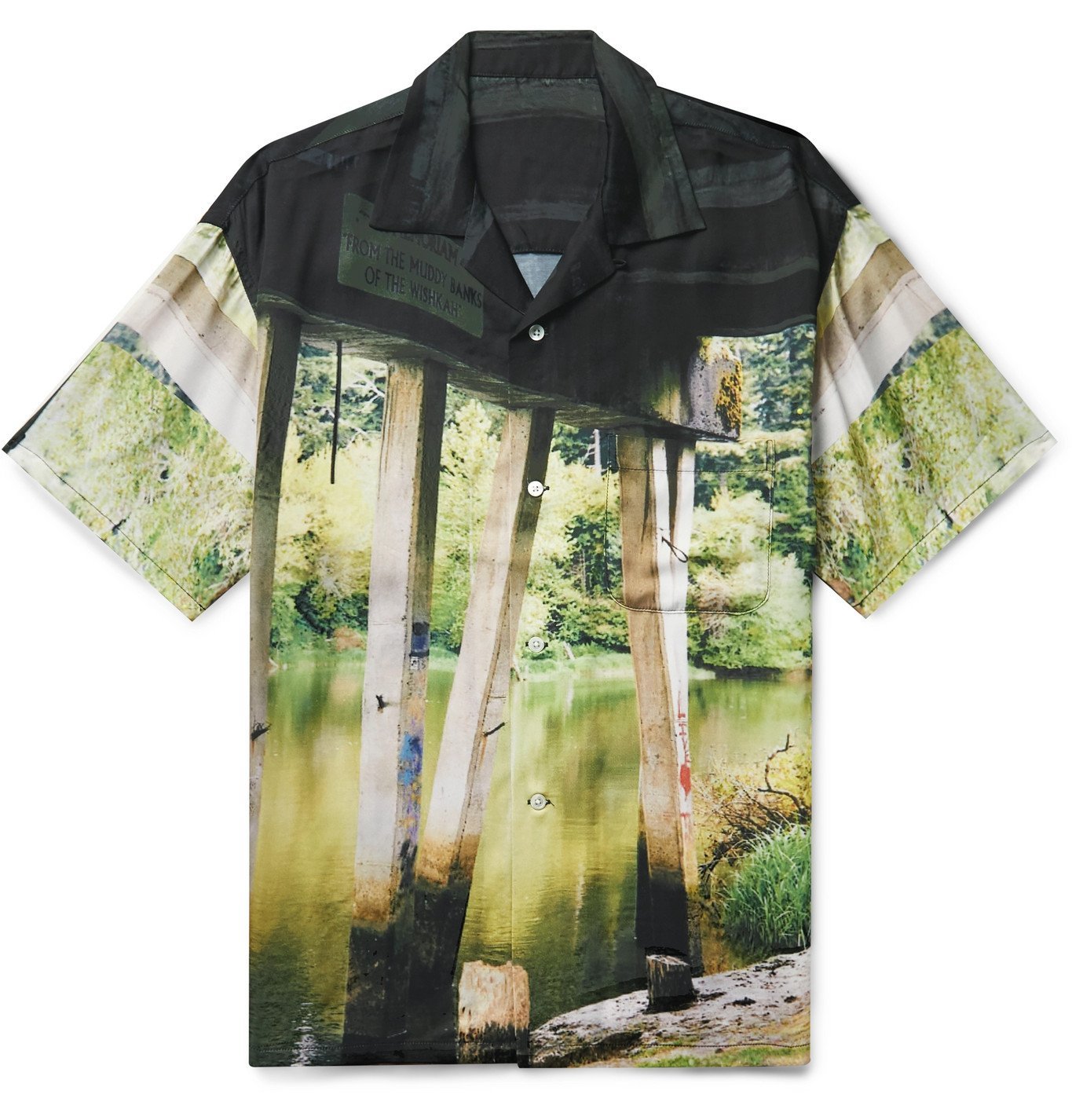 Flagstuff - Under the Bridge Camp-Collar Printed Woven Shirt - Black ...