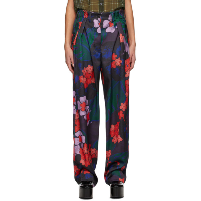 Dries Van Noten Purple and Red Floral Trousers Dries Van Noten