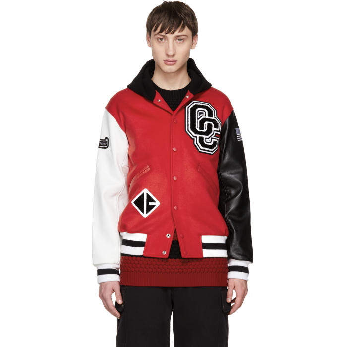 Opening Ceremony Red Limited Edition Hooded Varsity Bomber Jacket ...