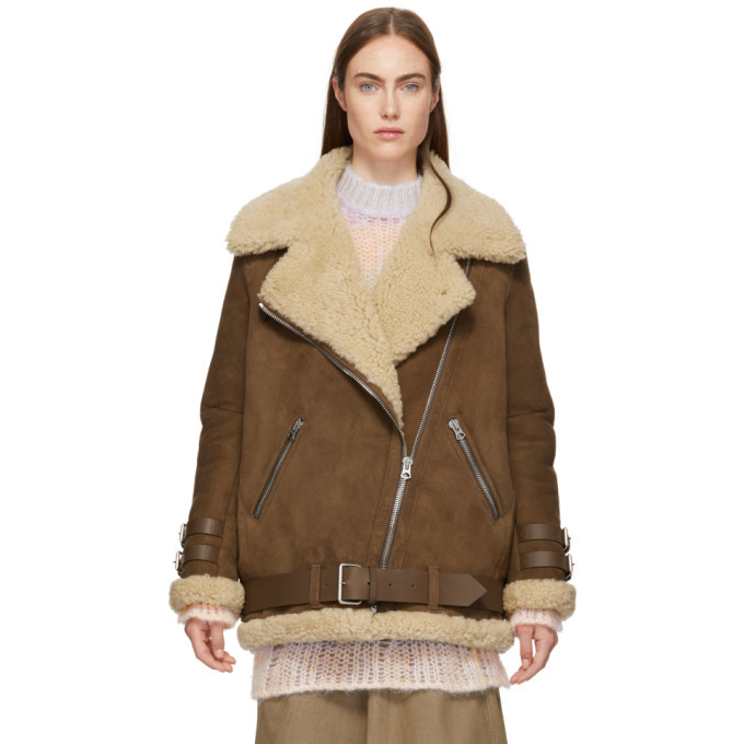 Acne Studios Brown Suede and Shearling Velocite Jacket Acne Studios