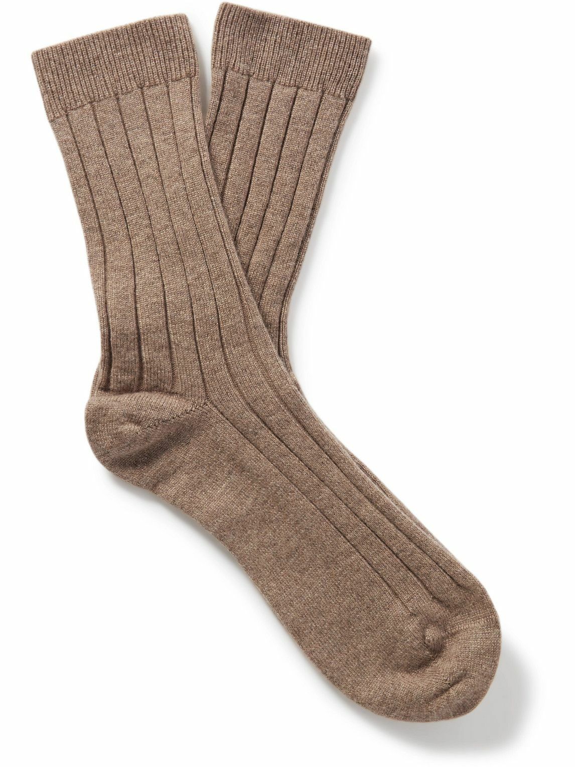 Johnstons of Elgin Ribbed Cashmere Socks Brown Johnstons of Elgin