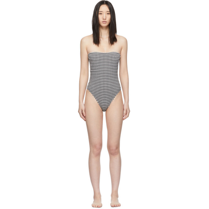 black and white gingham one piece swimsuit