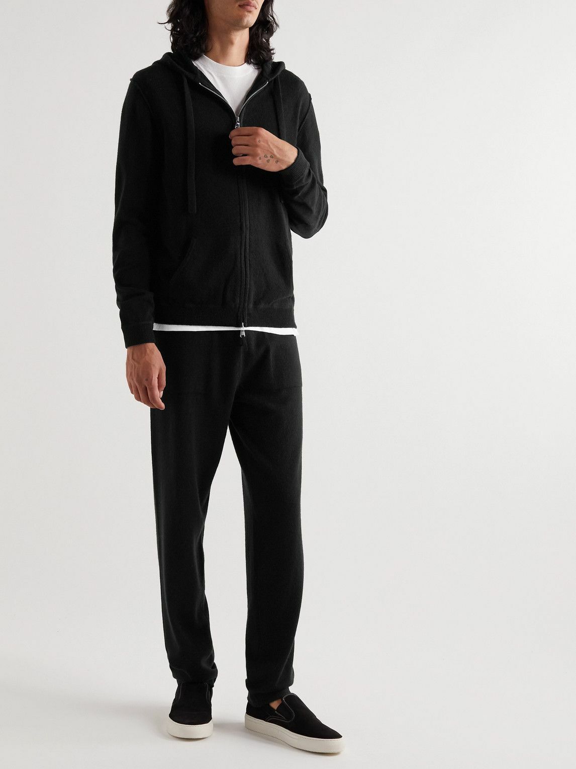Allude - Wool and Cashmere-Blend Zip-Up Hoodie - Black