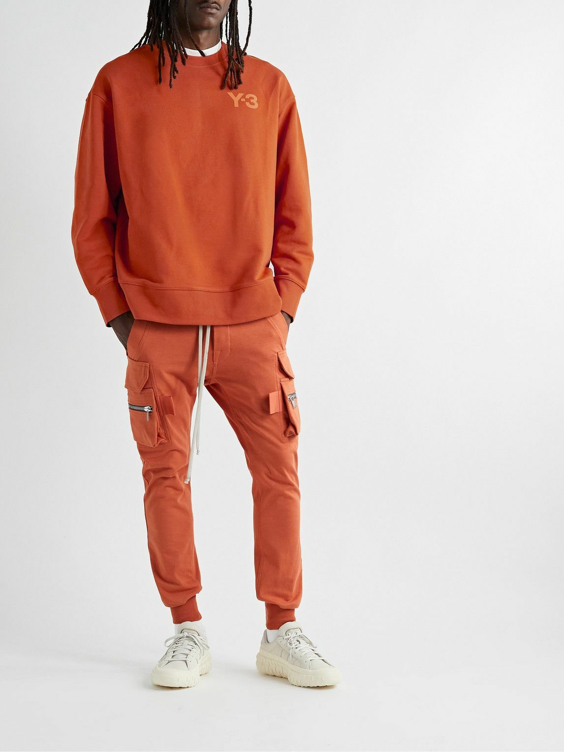 Y-3 - Logo-Print Cotton-Jersey Sweatshirt - Orange Y-3