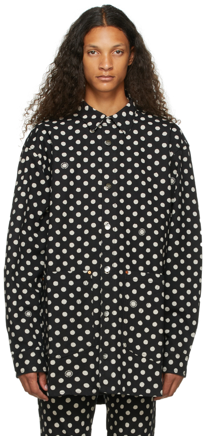 black polka dot denim jacket