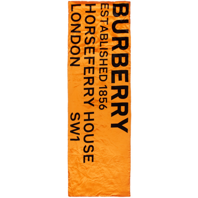 Burberry Orange Silk Print Puffer Scarf Burberry