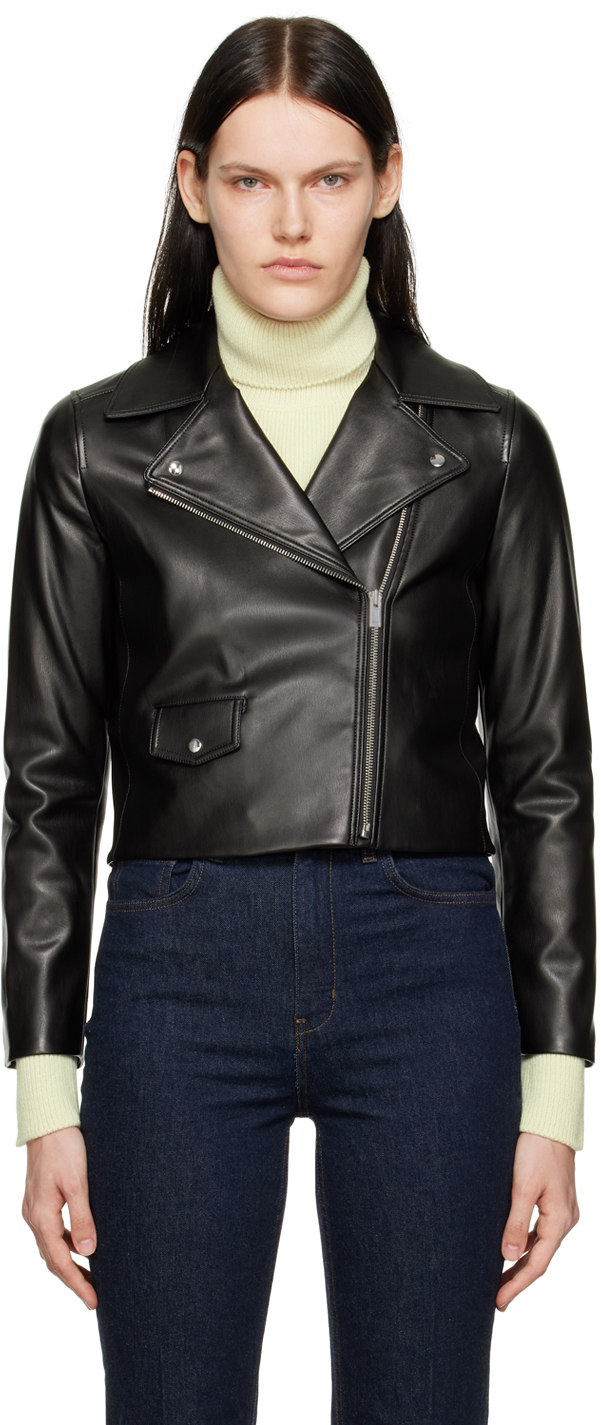 Theory Black Cropped Faux-Leather Jacket Theory