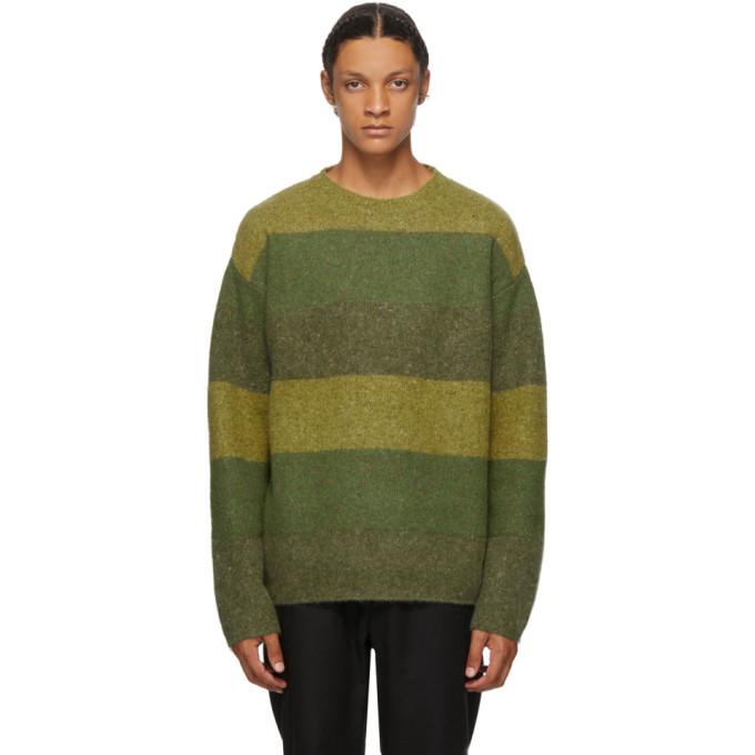 JW Anderson Green Striped Crewneck Sweater JW Anderson