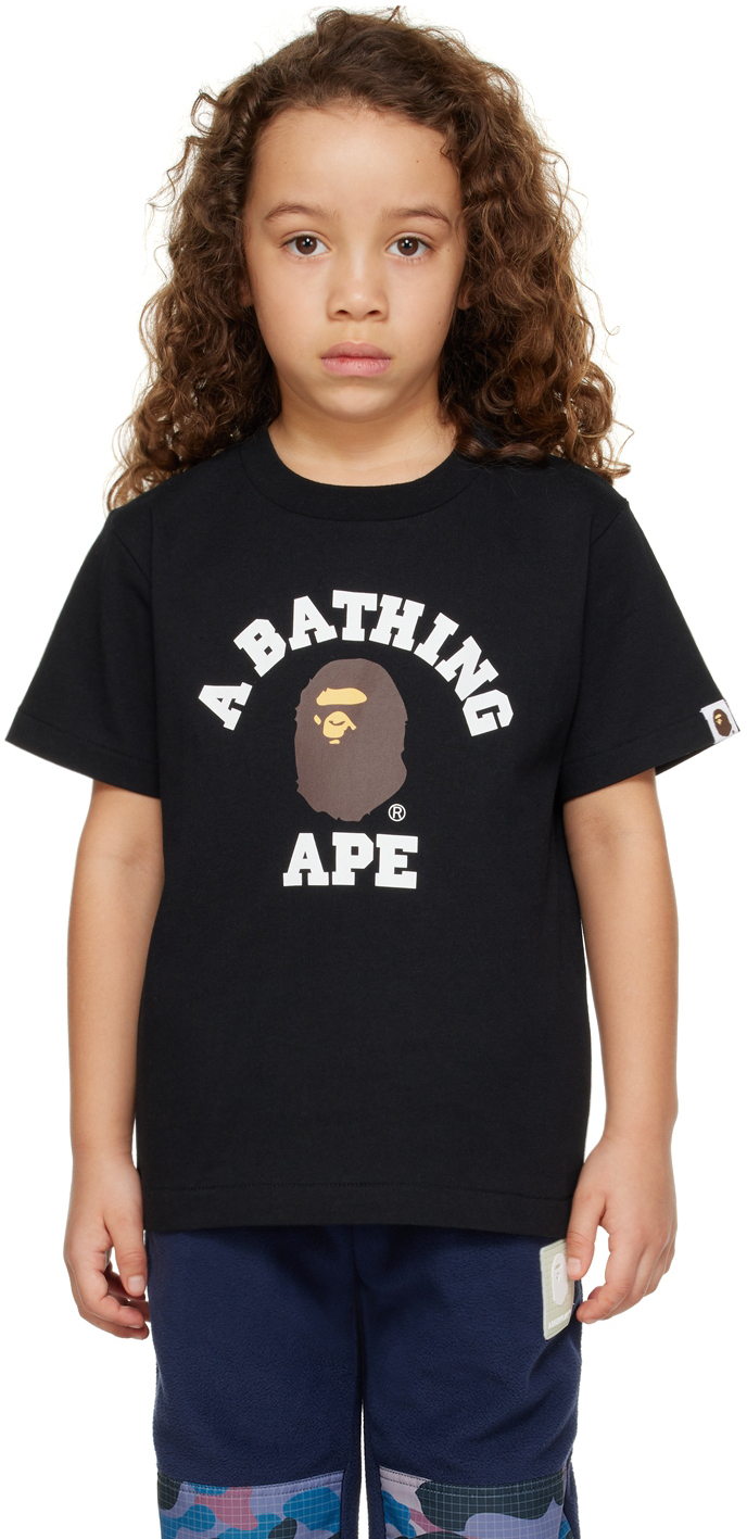 BAPE Kids Black College TShirt A Bathing Ape