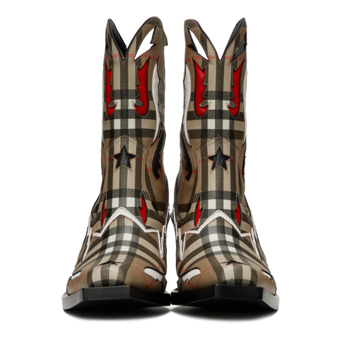 Burberry Beige Check Matlock Boots Burberry