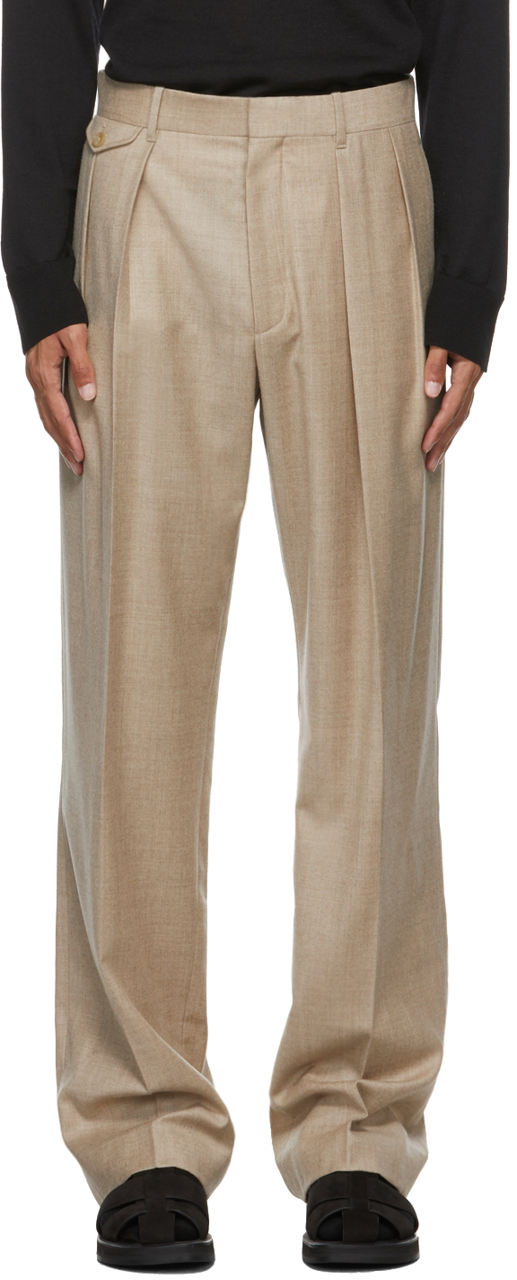The Row Beige Flannel Marcello Trousers 