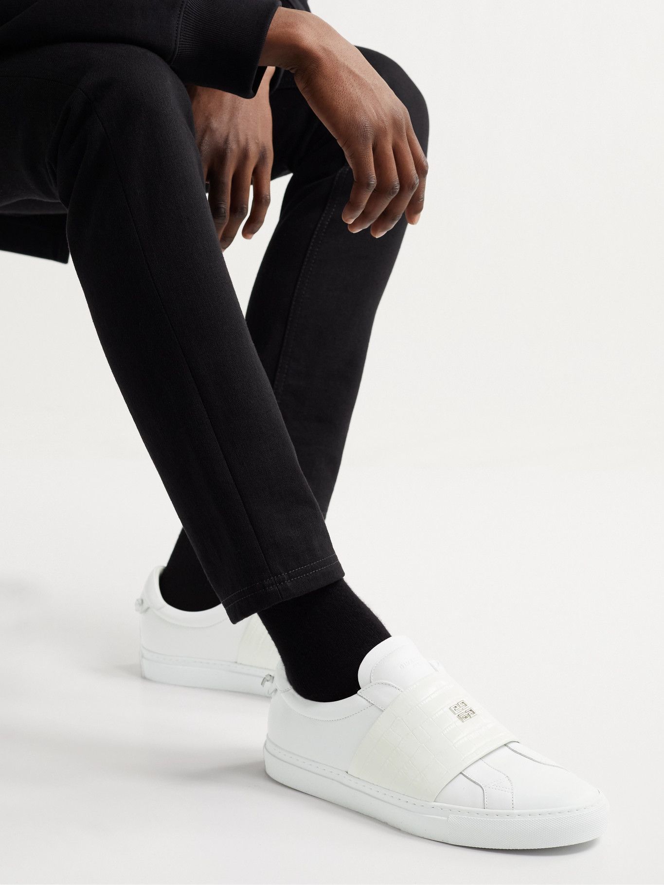 GIVENCHY - Urban Street Smooth and Croc-Effect Leather Slip-On Sneakers -  White Givenchy