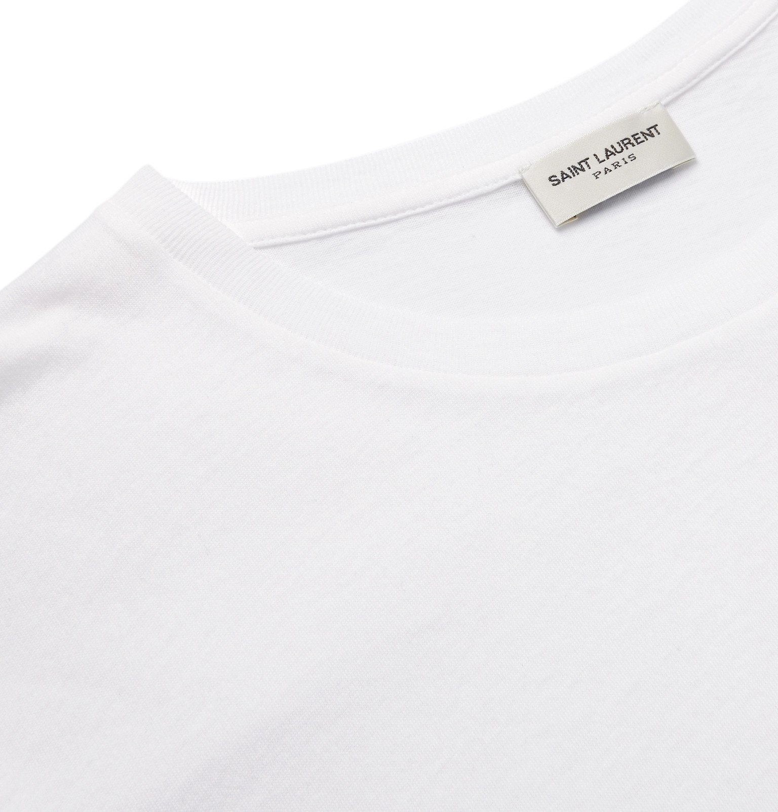 SAINT LAURENT - Logo-Print Cotton-Jersey T-Shirt - White Saint Laurent