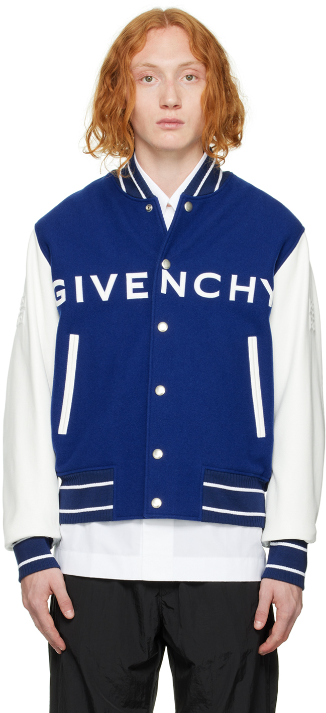 Givenchy Blue Virgin Wool Bomber Jacket Givenchy