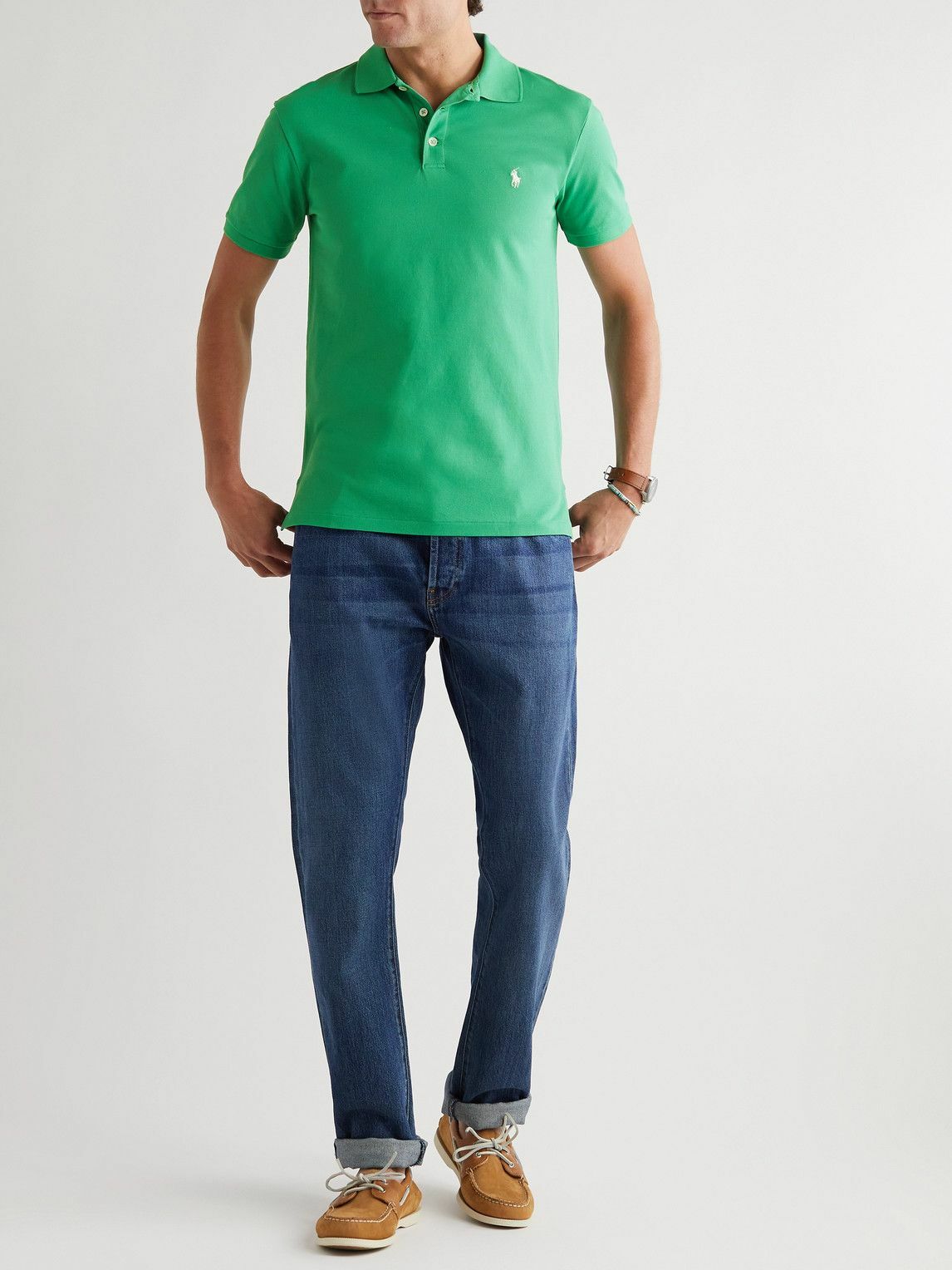 Polo Ralph Lauren - Slim-Fit Stretch-Cotton Piqué Polo Shirt - Green