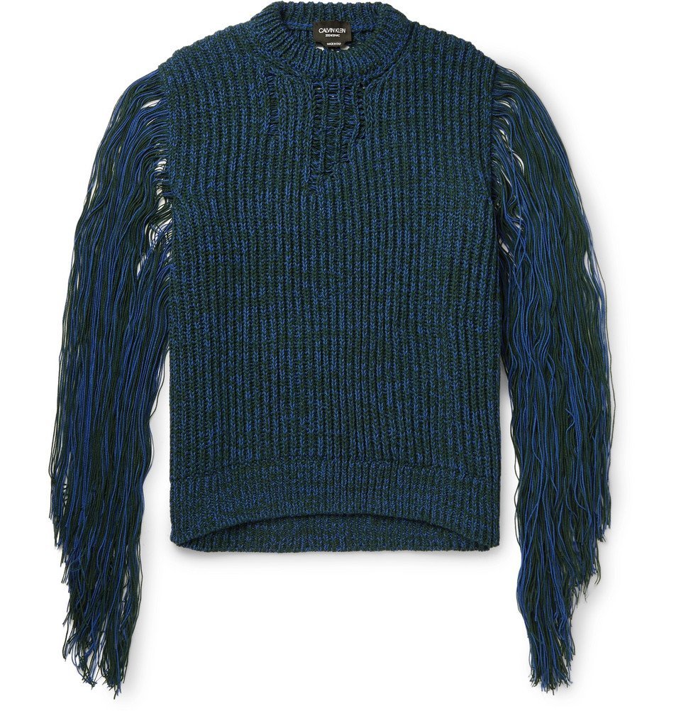 CALVIN KLEIN 205W39NYC - Fringed Mélange Knitted Sweater - Green Calvin  Klein 205W39NYC