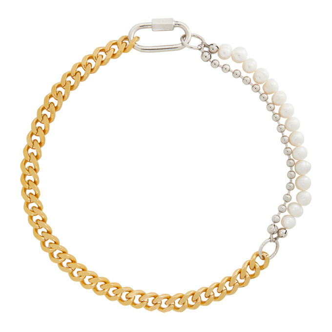 IN GOLD WE TRUST PARIS Gold and Silver Cuban Link Necklace Incotex