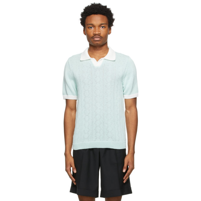 ERNEST W. BAKER 19ss Cable Knit Polo-eastgate.mk