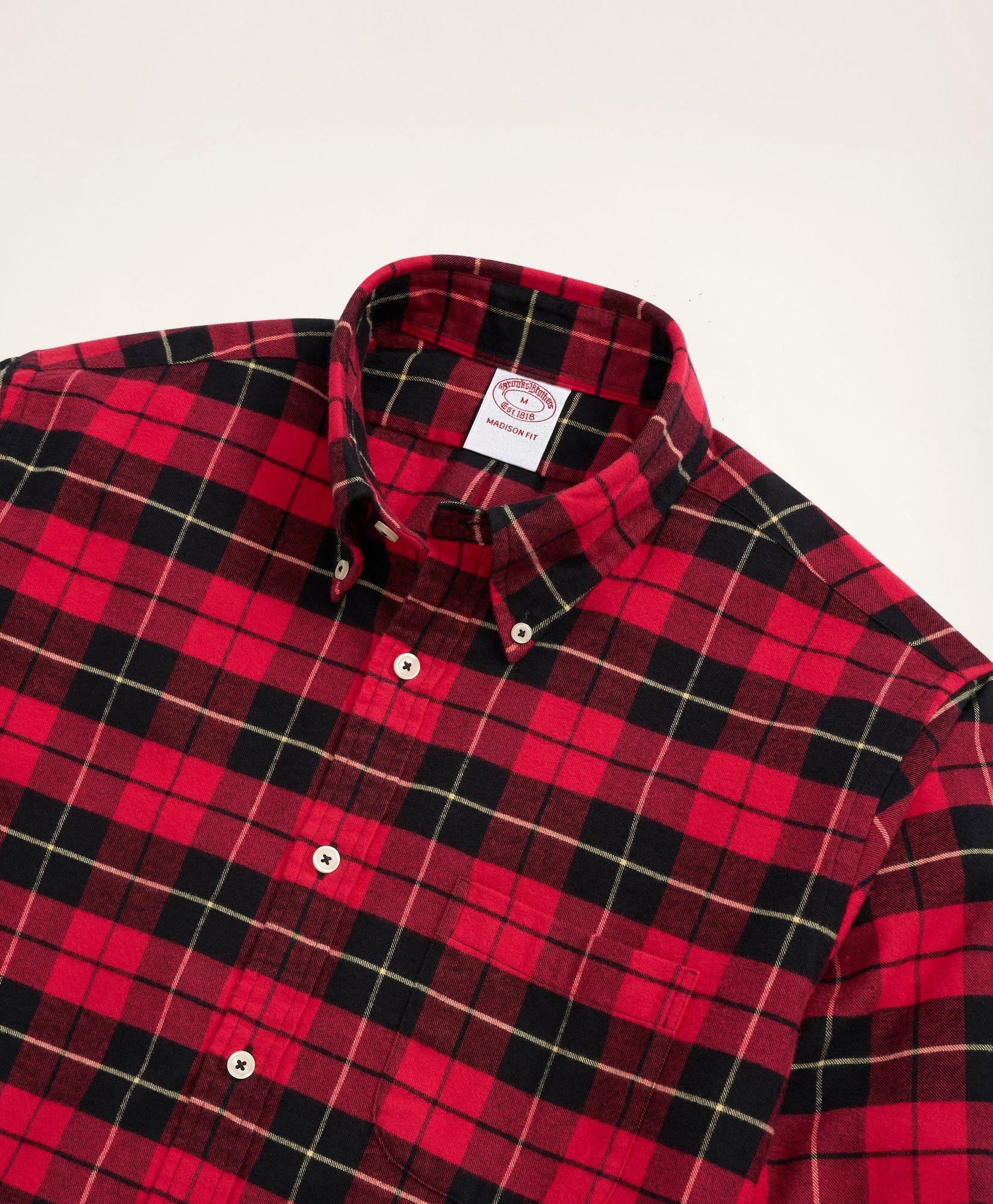 Brooks Brothers Men's Madison Relaxed-Fit Portuguese Flannel Shirt | Red/Black