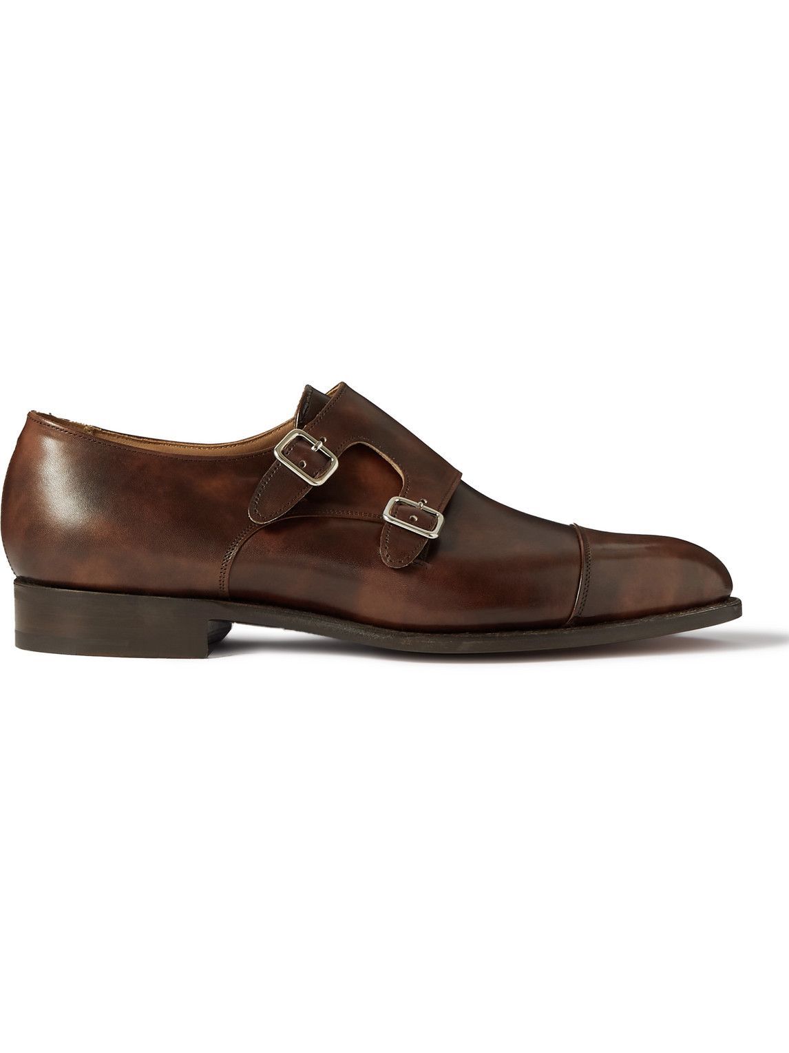 Photo: Tricker's - Leavenworth Burnished-Leather Monk-Strap Shoes - Brown