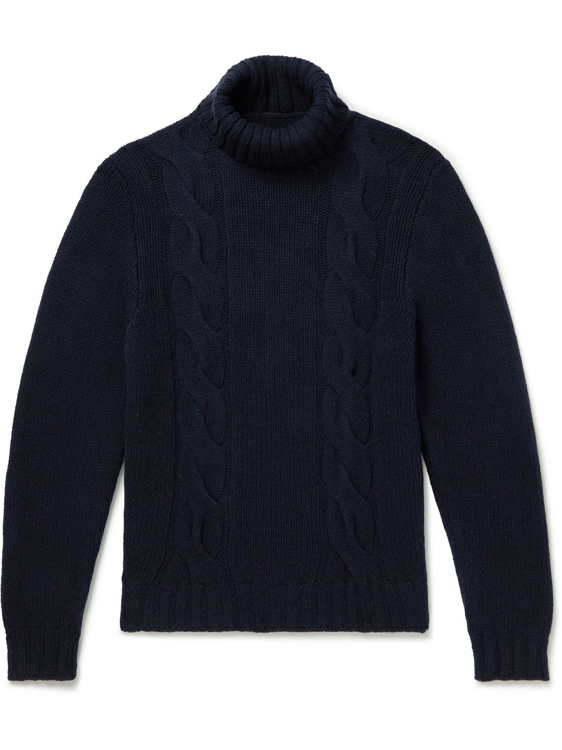 Anderson & Sheppard - Slim-Fit Cable-Knit Merino Wool Rollneck Sweater ...