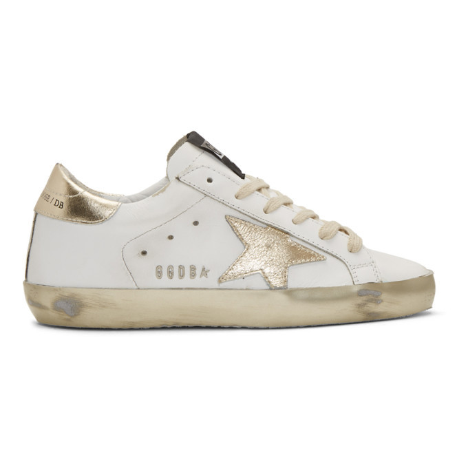 Golden Goose White and Gold Superstar 