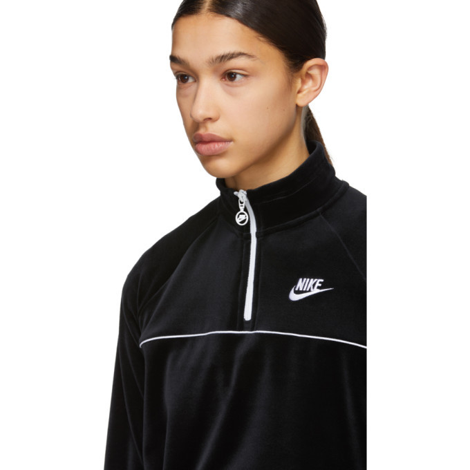 Nike Black Velour Half-Zip Sweatshirt Nike