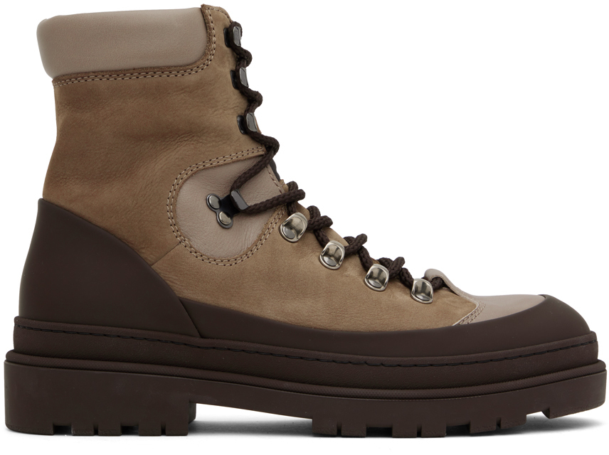 Beige Combat Boots In Leather TOD'S