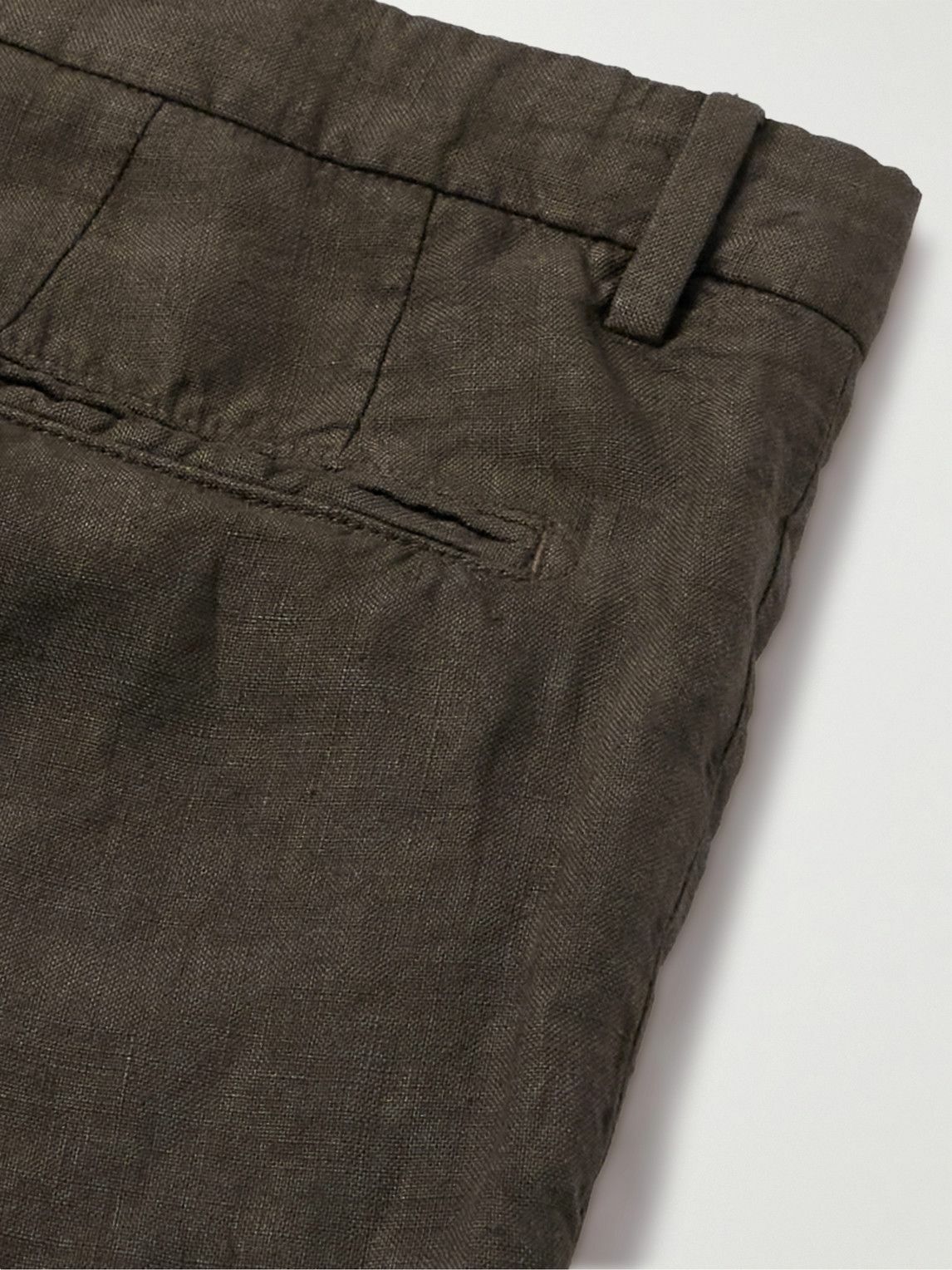 Boglioli - Straight-Leg Pleated Garment-Dyed Linen Trousers - Brown ...