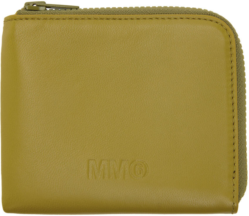 MM6 Maison Margiela Green Leather ZipAround Wallet MM6 Maison Margiela