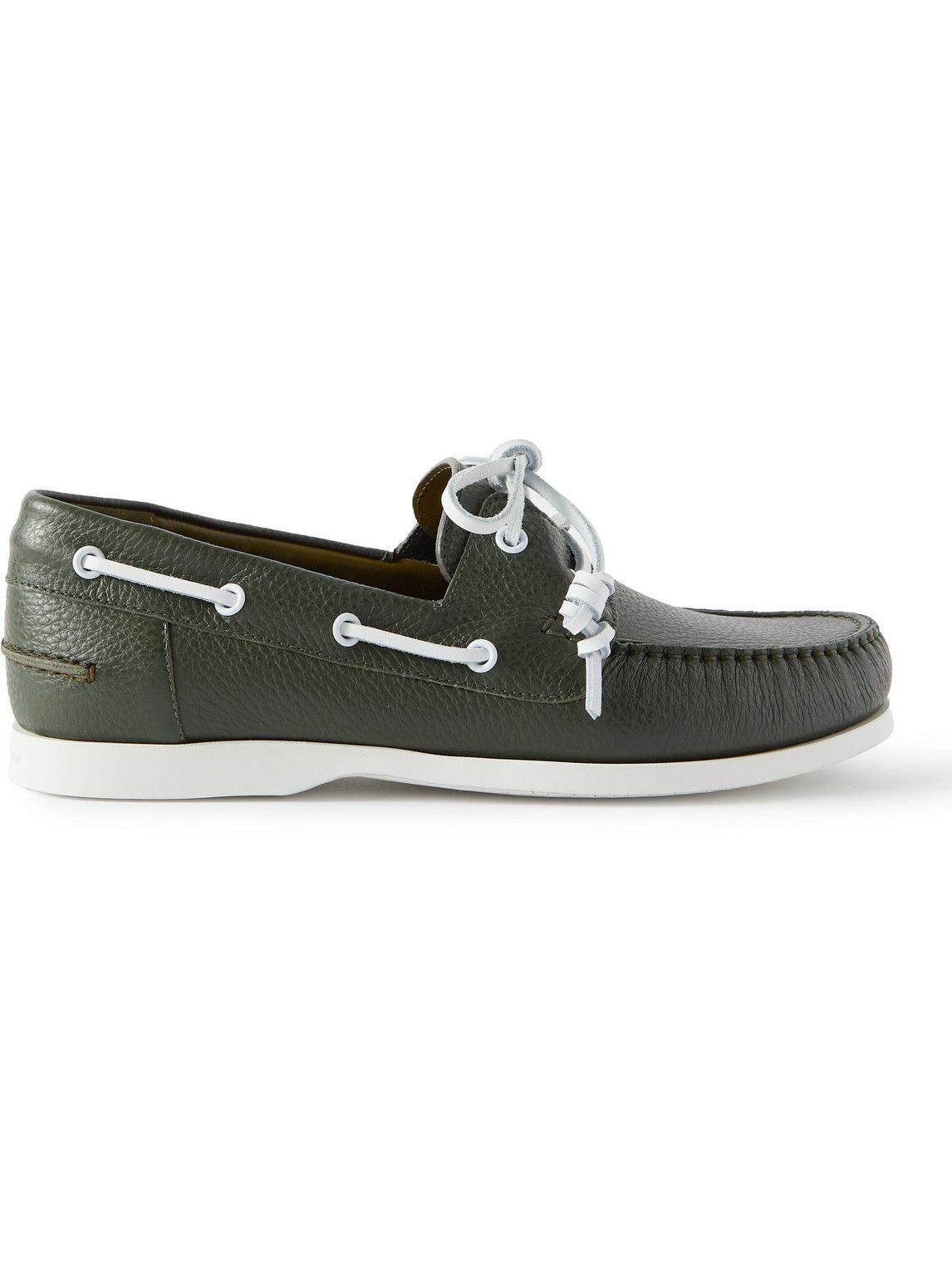 Manolo Blahnik - Sidmouth Full-Grain Leather Boat Shoes - Green Manolo ...