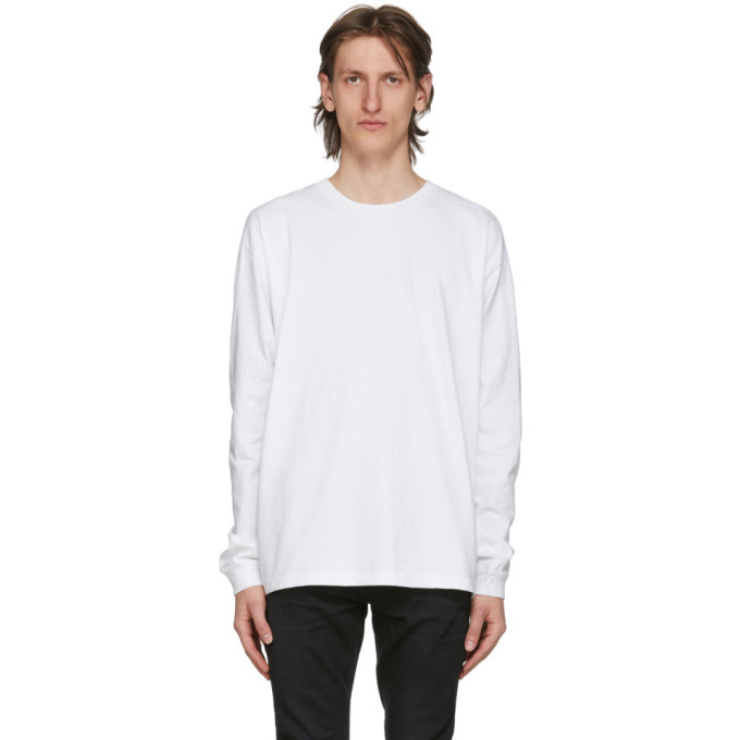 John Elliott White University Long Sleeve T-Shirt John Elliott