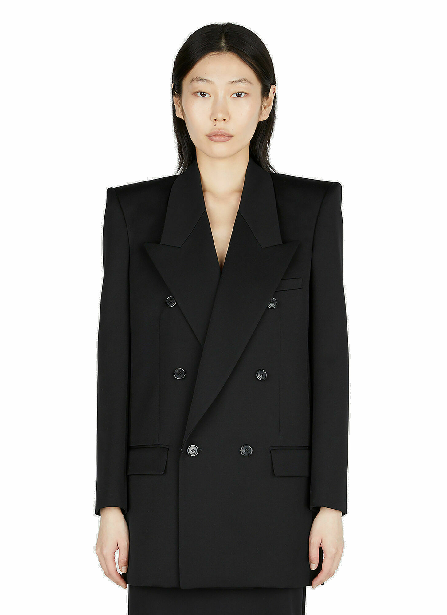 Saint Laurent - Structured Double Breasted Blazer in Black Saint Laurent