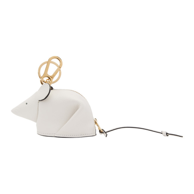 Loewe White Mouse Charm Keychain Loewe
