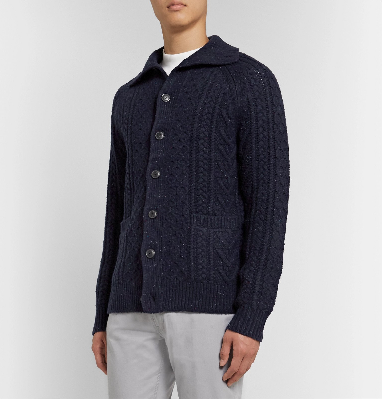 J.Crew CableKnit Donegal Merino WoolBlend Cardigan Blue J.Crew