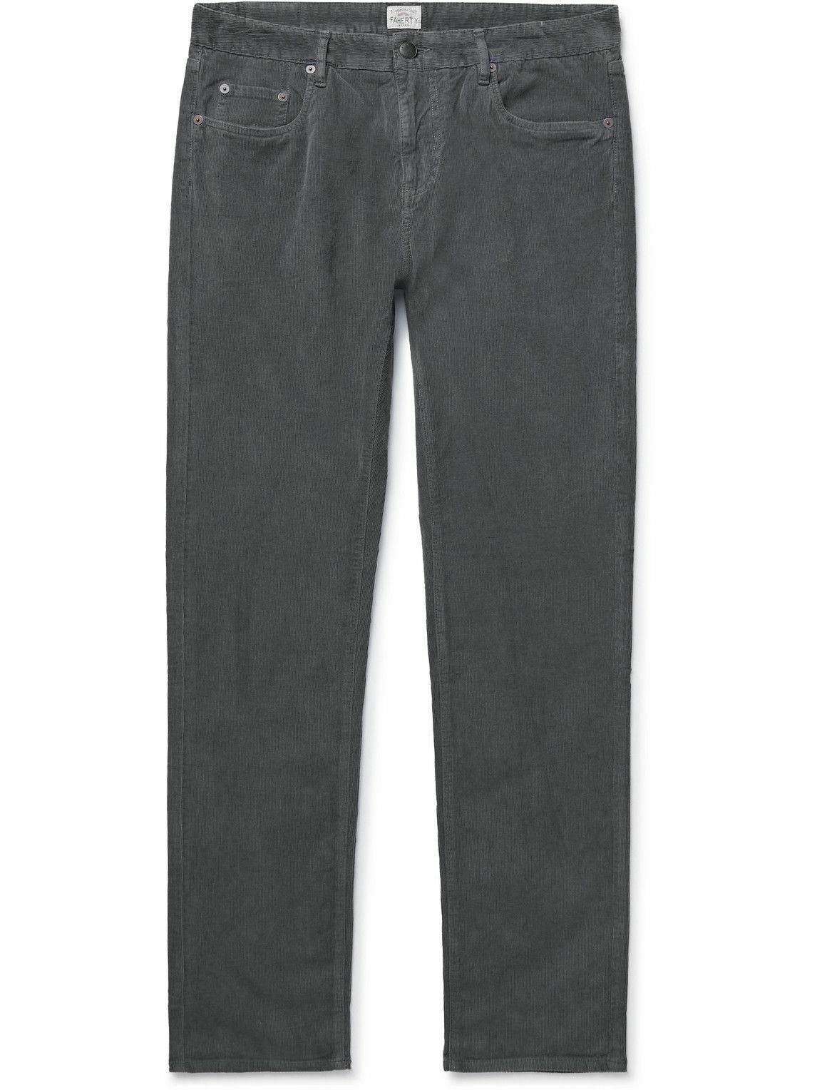 Faherty - Slim-Fit Cotton-Blend Corduroy Trousers - Gray Faherty