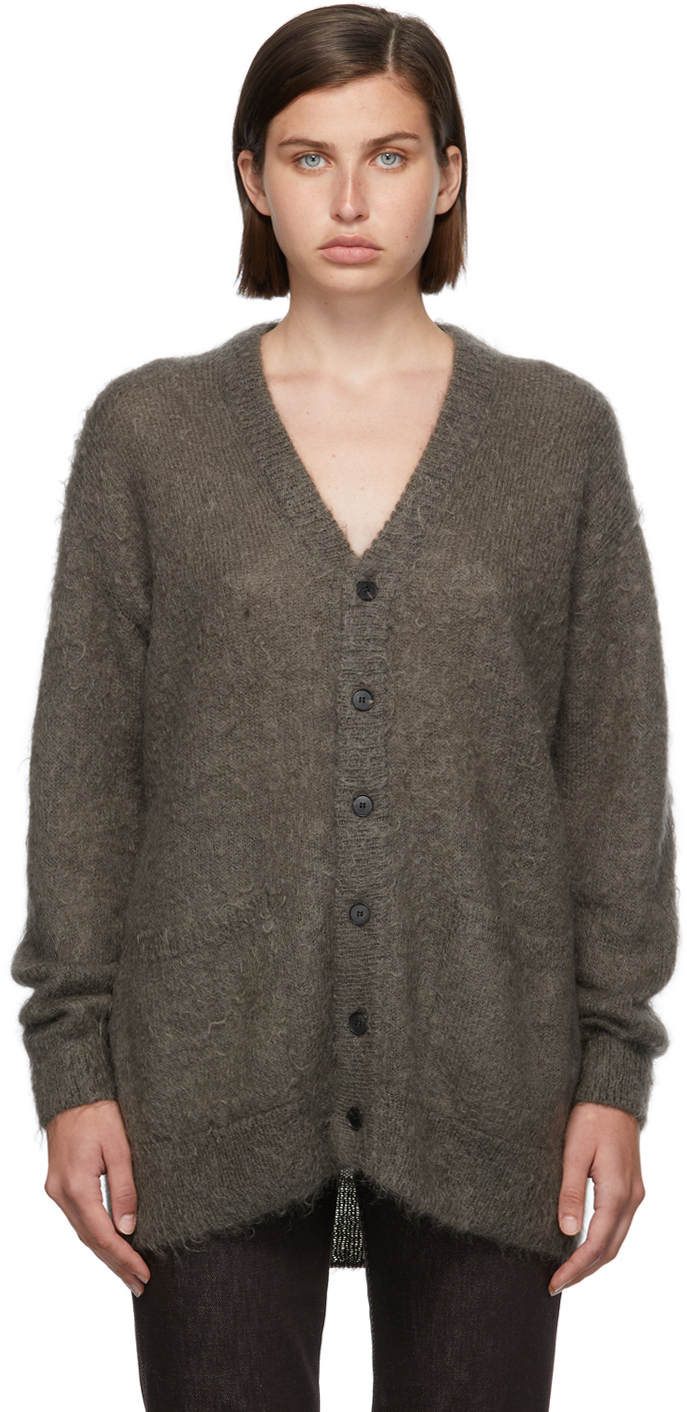 AURALEE Grey Mohair Knit Cardigan Auralee