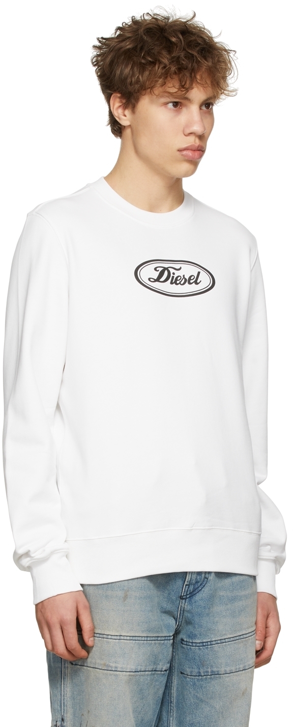 Diesel White Cotton Sweatshirt Diesel